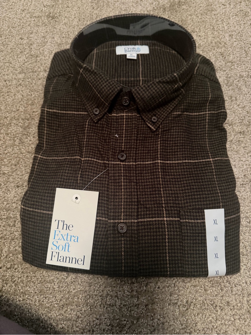 Croft & Barrow Extra Soft Flannel Button-Down Shirt - Dark Olive Plaid